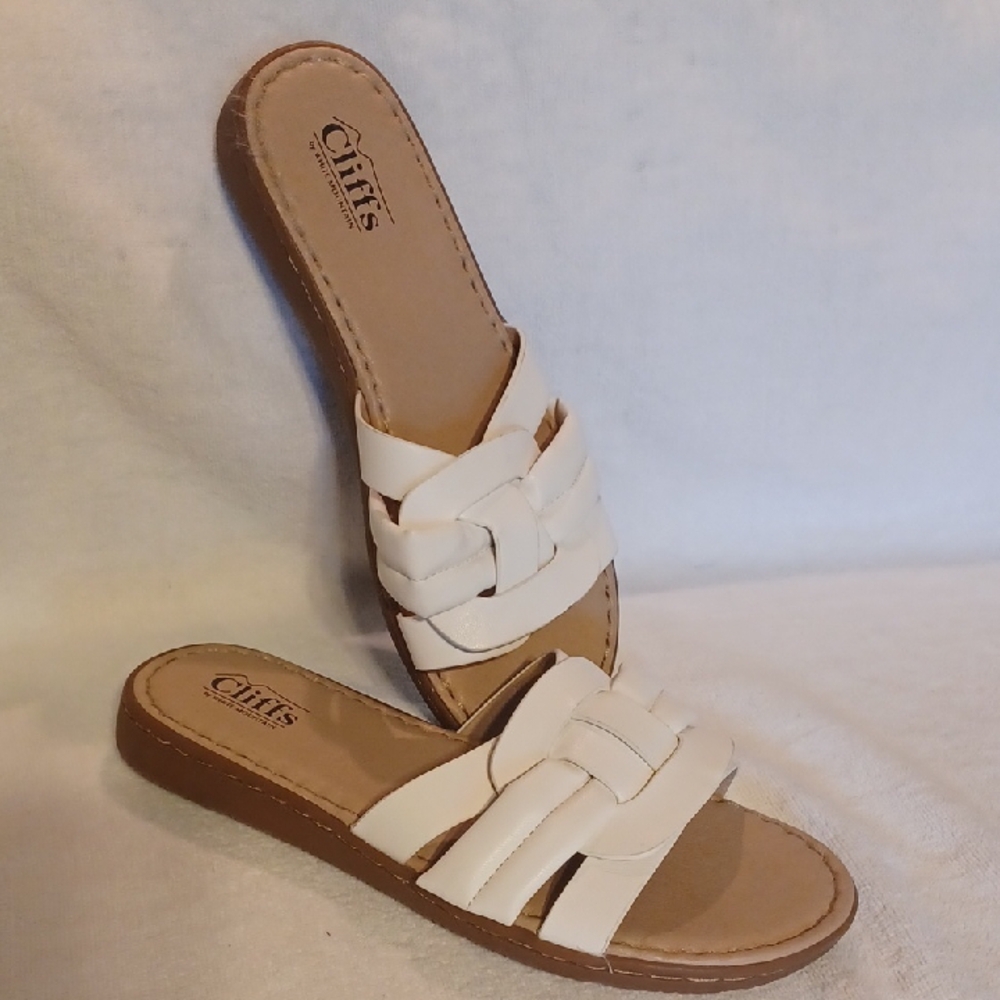 White Mountain White Slide Sandals Minimalist Design